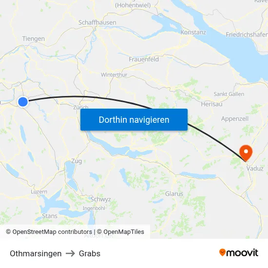 Othmarsingen to Grabs map