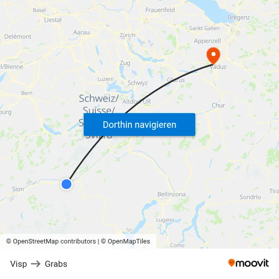 Visp to Grabs map