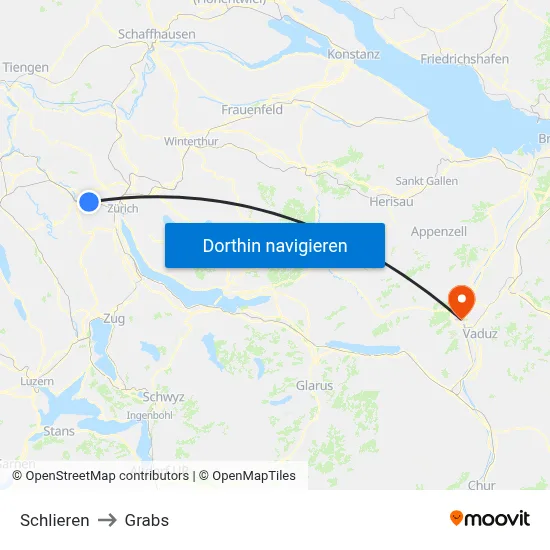 Schlieren to Grabs map