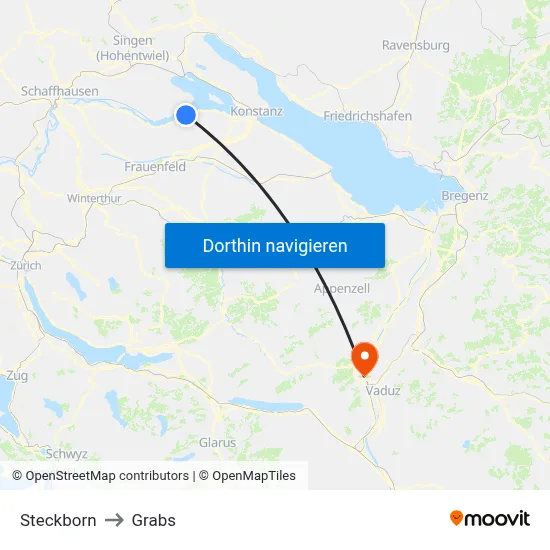 Steckborn to Grabs map