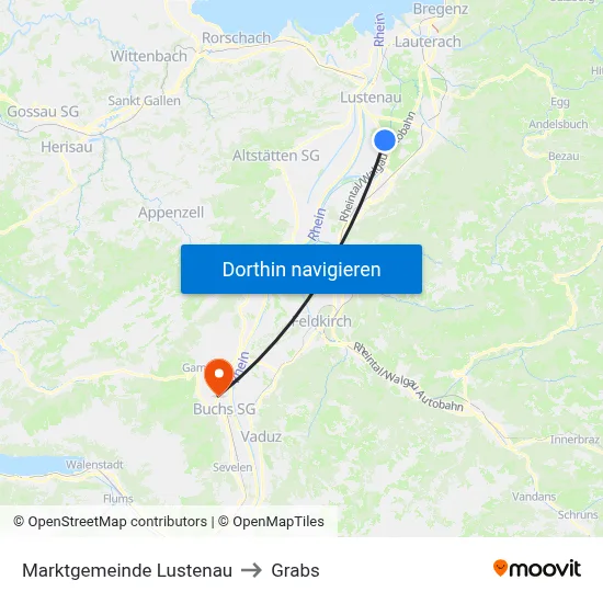 Marktgemeinde Lustenau to Grabs map