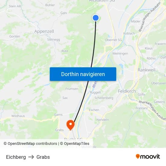 Eichberg to Grabs map