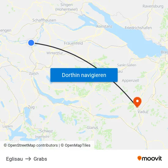 Eglisau to Grabs map