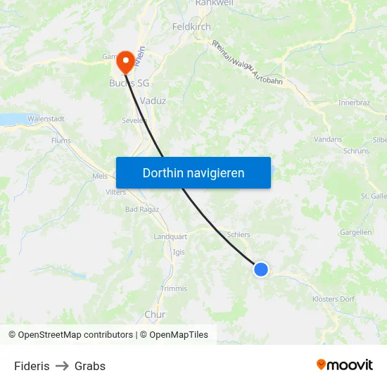 Fideris to Grabs map