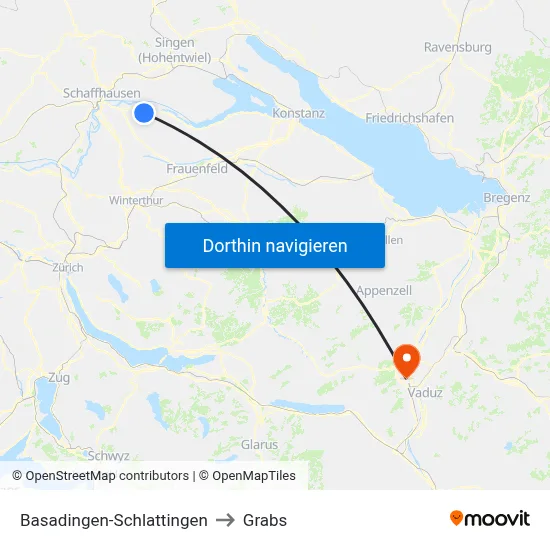 Basadingen-Schlattingen to Grabs map