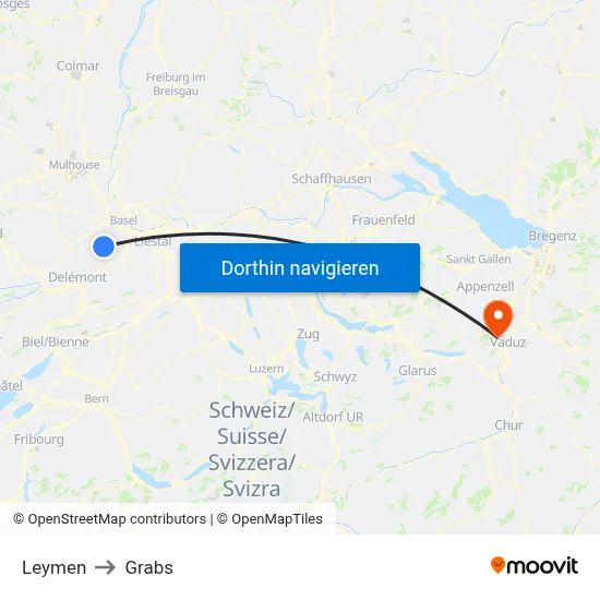Leymen to Grabs map
