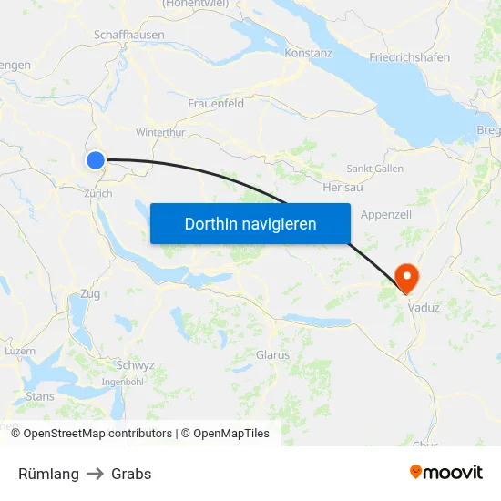 Rümlang to Grabs map