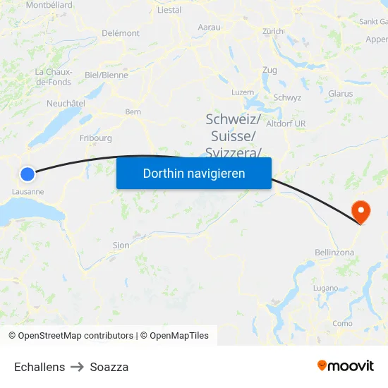 Echallens to Soazza map