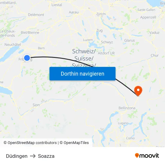 Düdingen to Soazza map