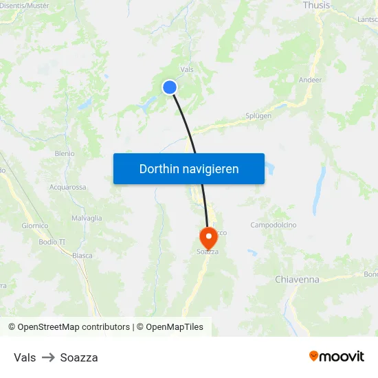 Vals to Soazza map
