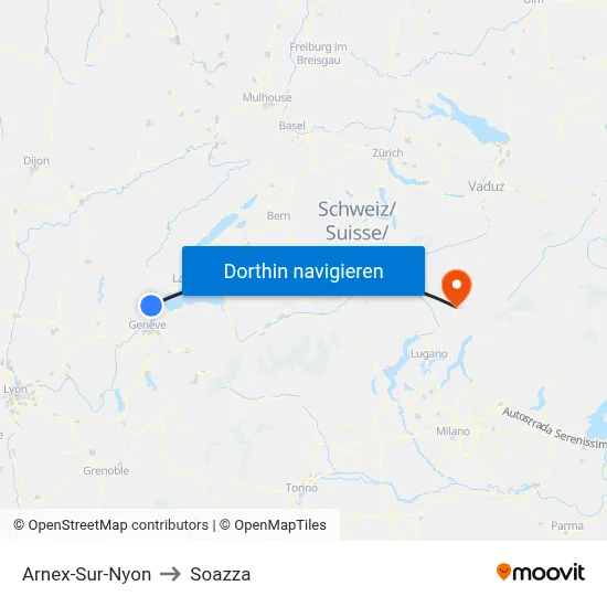 Arnex-Sur-Nyon to Soazza map
