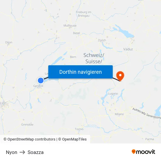 Nyon to Soazza map