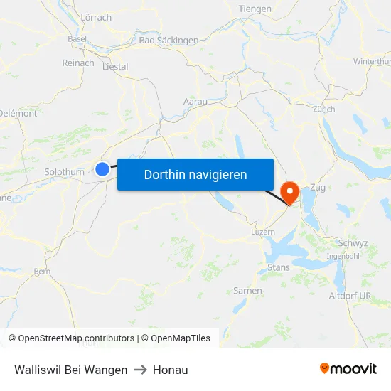 Walliswil Bei Wangen to Honau map