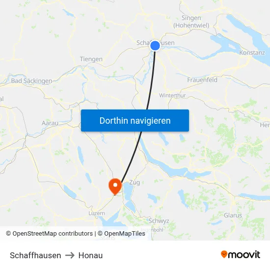 Schaffhausen to Honau map