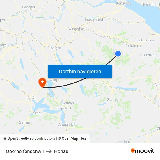 Oberhelfenschwil to Honau map