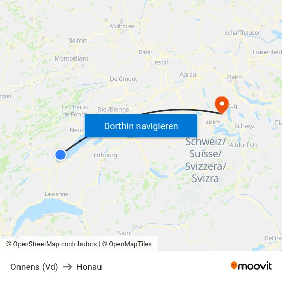 Onnens (Vd) to Honau map