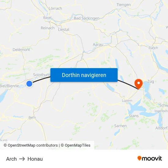 Arch to Honau map