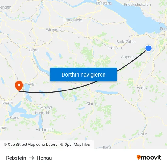 Rebstein to Honau map