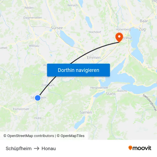 Schüpfheim to Honau map