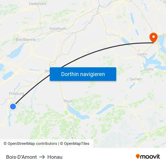 Bois-D’Amont to Honau map