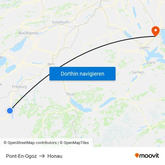 Pont-En-Ogoz to Honau map