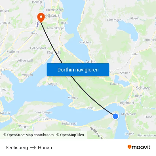 Seelisberg to Honau map