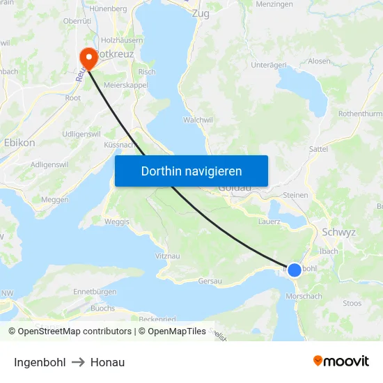 Ingenbohl to Honau map
