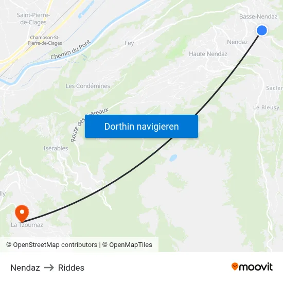 Nendaz to Riddes map