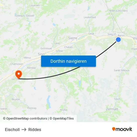 Eischoll to Riddes map