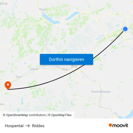 Hospental to Riddes map