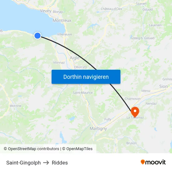 Saint-Gingolph to Riddes map