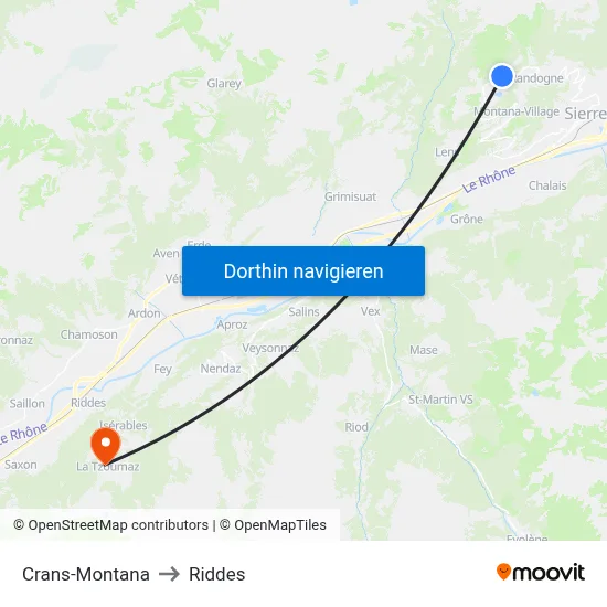 Crans-Montana to Riddes map