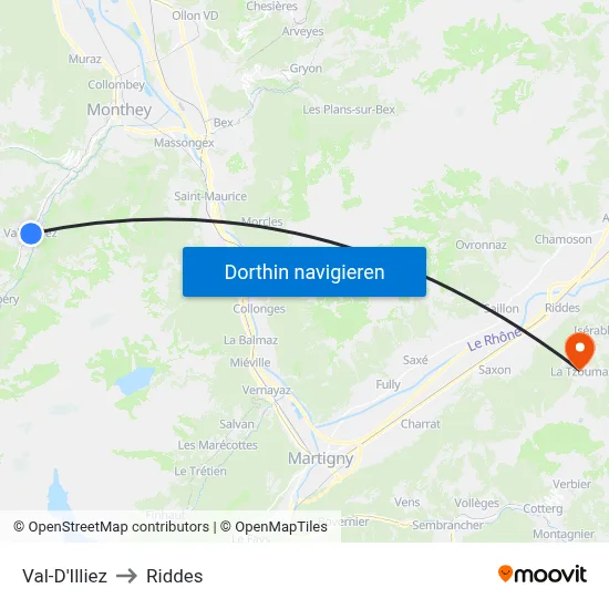 Val-D'Illiez to Riddes map