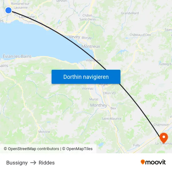 Bussigny to Riddes map