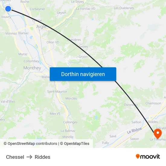 Chessel to Riddes map