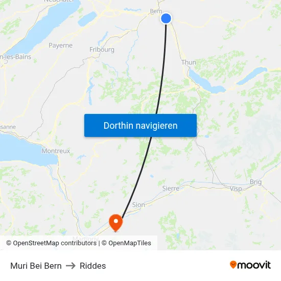 Muri Bei Bern to Riddes map