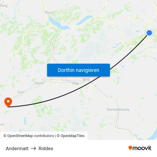 Andermatt to Riddes map