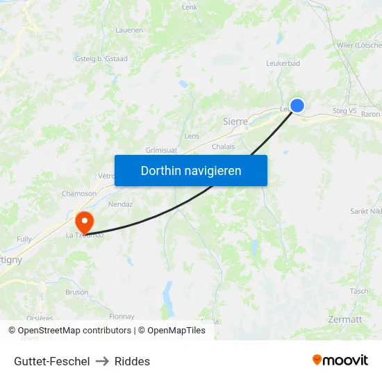 Guttet-Feschel to Riddes map