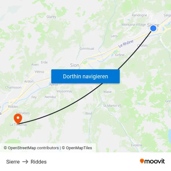 Sierre to Riddes map
