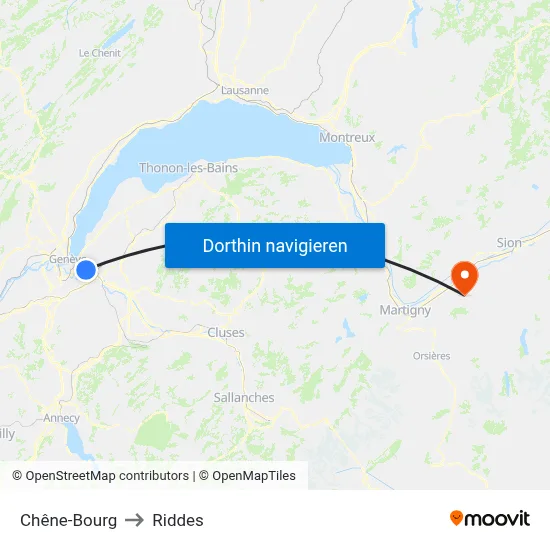 Chêne-Bourg to Riddes map
