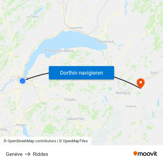 Genève to Riddes map