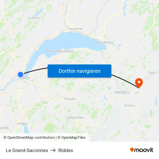 Le Grand-Saconnex to Riddes map