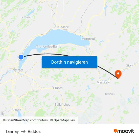 Tannay to Riddes map