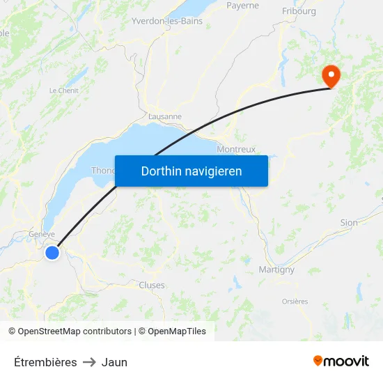 Étrembières to Jaun map