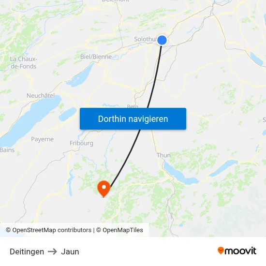 Deitingen to Jaun map