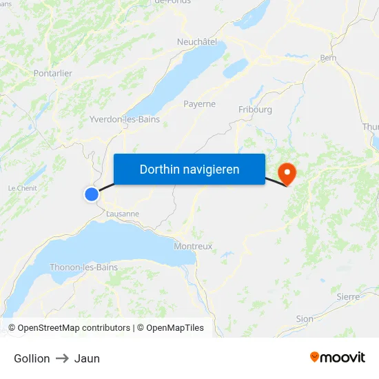 Gollion to Jaun map