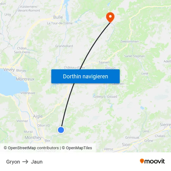Gryon to Jaun map