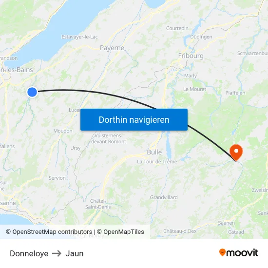 Donneloye to Jaun map