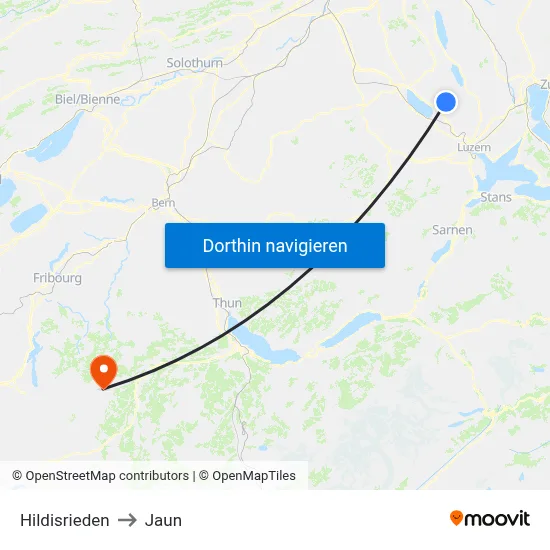 Hildisrieden to Jaun map