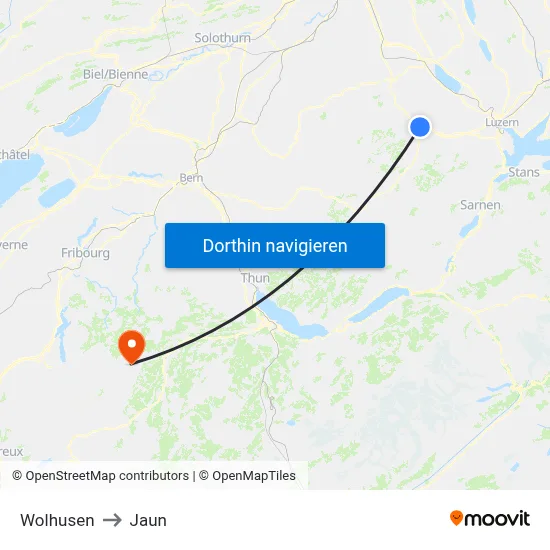 Wolhusen to Jaun map
